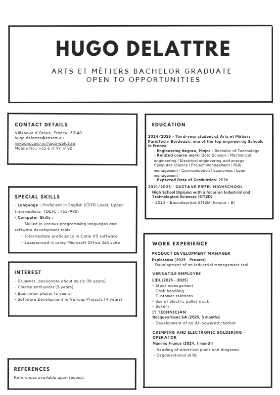 CV English - Hugo DELATTRE